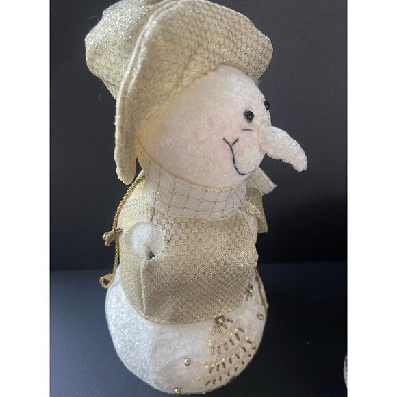 Snowman Plush Stuffed Figurine Bundle (3) Folk Art Farmhouse Rustic Cottagecore - Picture 4 of 5